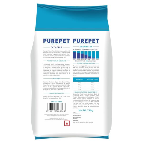 Purepet Adult Cat Food, Ocean Fish, 2.8 kg, Kibble - Image 2